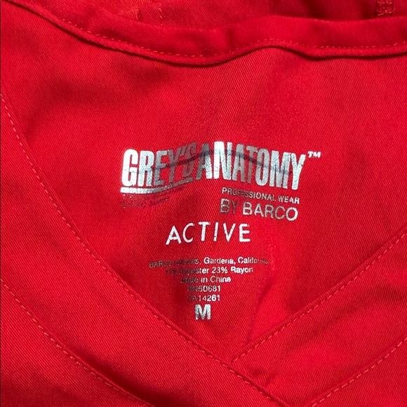 Grey's Anatomy Red V-Neck Active Scrub Top - Picture 2 of 3